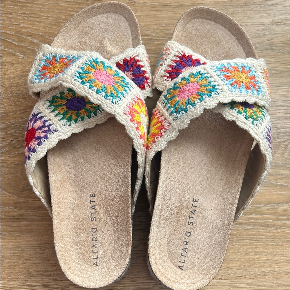 Altar'd State Colorful Crochet Sandals